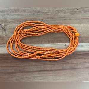 Orange seed bead 3 strand necklace
